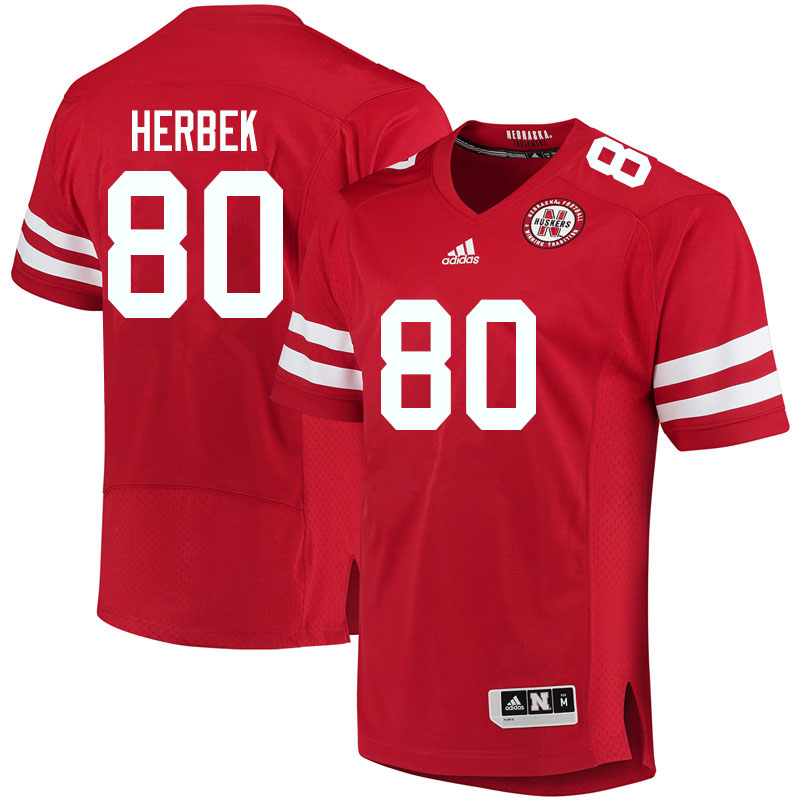 Men #80 Jacob Herbek Nebraska Cornhuskers College Football Jerseys Sale-Red